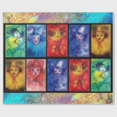 FARBHAFTE CLOWNS SAMMLUNG Venezianische Karnevalsf Geschenkpapier (Flach)