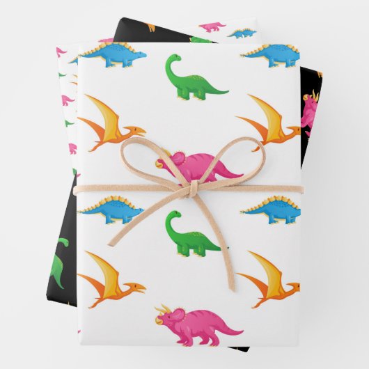 FARBHAFTE DINOS GESCHENKPAPIER SET (Beispiel)