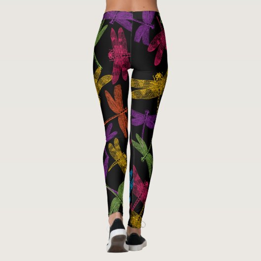 FARBHAFTE DRAGONFLIS ABSTRAKTES FLYING PATTERN LEGGINGS (Rückseite)