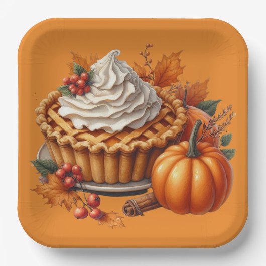 FARBHAFTE FALL-AUTUMN-THEMED-SZENEN PAPPTELLER (Vorderseite)