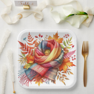 FARBHAFTE FALL-AUTUMN-THEMED-SZENEN PAPPTELLER