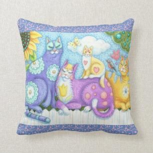 FARBHAFTE FELINENFREUNDE, KATZKRAFTPILLOW KISSEN