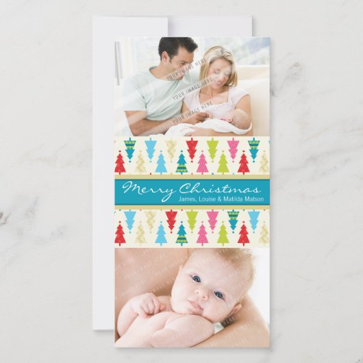 FARBHAFTE FERIENWOHNUNG FOTOKARTE: patternedxmastr Feiertagskarte (Vorderseite)