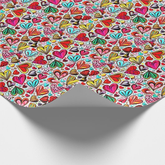 FARBHAFTE FUNKHERZ-PATTERN VALENTINE GESCHENKPAPIER (Ecke)