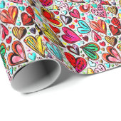 FARBHAFTE FUNKHERZ-PATTERN VALENTINE GESCHENKPAPIER (Rolleneckpunkt)