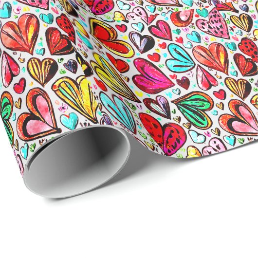 FARBHAFTE FUNKHERZ-PATTERN VALENTINE GESCHENKPAPIER (Rolleneckpunkt)