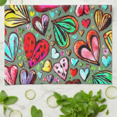 FARBHAFTE FUNKTION HERZEN-DESIGN VALENTINE GESCHIRRTUCH (Gefaltet)