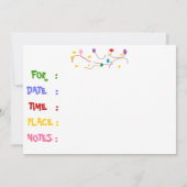 FARBHAFTE GEFÄHRDETE PARTEINVITATION EINLADUNG (Rückseite)