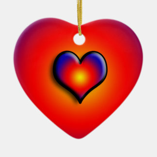 FARBHAFTE HERZEN KERAMIKORNAMENT