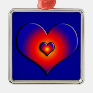 FARBHAFTE HERZEN ORNAMENT AUS METALL