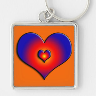 FARBHAFTE HERZEN, rot-blau-orange Schlüsselanhänger