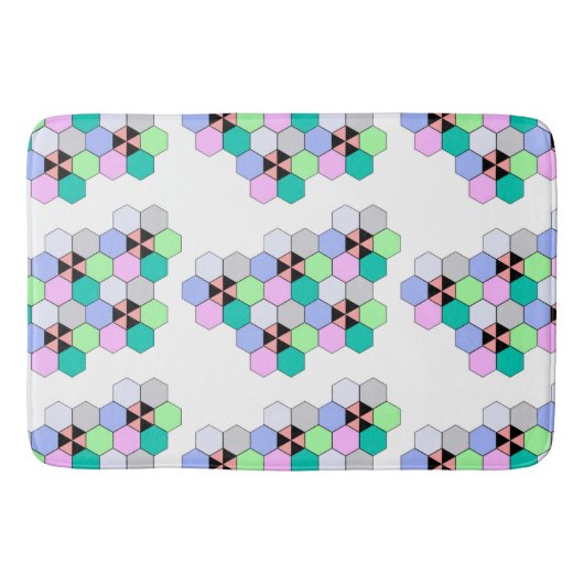 FARBHAFTE HEXAGON-FORMEN BADEMATTE (Vorderseite)