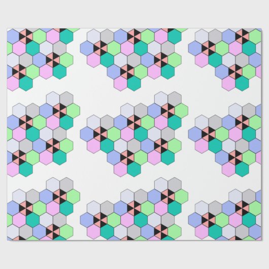 FARBHAFTE HEXAGON-FORMEN GESCHENKPAPIER (Flach)