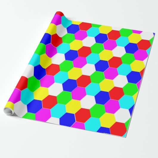 FARBHAFTE HEXAGONS GESCHENKPAPIER (Ungerollt)