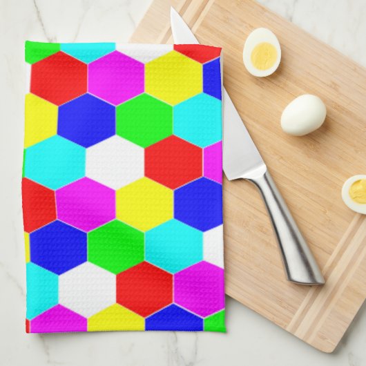 FARBHAFTE HEXAGONS HANDTUCH (Viertel Falte)
