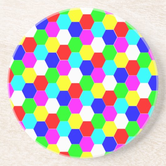 FARBHAFTE HEXAGONS SANDSTEIN UNTERSETZER (Vorne)