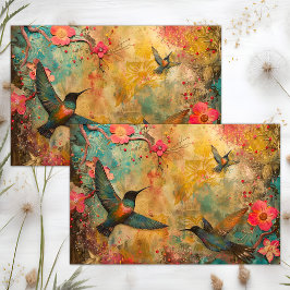 FARBHAFTE HUMMINGBIRDS GEMISCHTE MEDIENDEKOUPATION SEIDENPAPIER