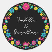 FARBHAFTE MEXIKANISCHE BLUME RUNDER AUFKLEBER (Vorderseite)