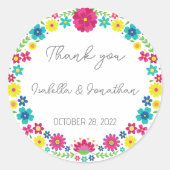 FARBHAFTE MEXIKANISCHE BLUME RUNDER AUFKLEBER (Vorderseite)