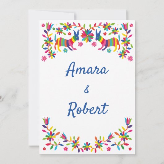 FARBHAFTE OTOMI MEXIKANISCHE EINLADUNG (Rückseite)