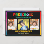 FARBHAFTE PRÄCHOOL-GRADUATFOTOKOLLAGE EINLADUNG (Vorderseite)