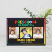 FARBHAFTE PRÄCHOOL-GRADUATFOTOKOLLAGE EINLADUNG (Stehend Vorderseite)