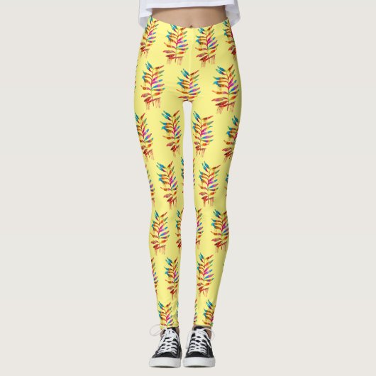 FARBHAFTE RAINBOW ART-BLÄTTER LEGGINGS (Vorderseite)