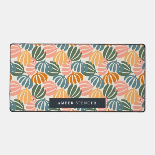 FARBHAFTE RETRO-BLÄTTER GROOVY BOTANICAL Girl Schreibtischunterlage (Vorderseite)