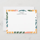 FARBHAFTE RETRO-BLÄTTER GROOVY BOTANICAL NIEDLICH MITTEILUNGSKARTE (Vorderseite)