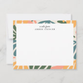 FARBHAFTE RETRO-BLÄTTER GROOVY BOTANICAL NIEDLICH MITTEILUNGSKARTE (Vorderseite)