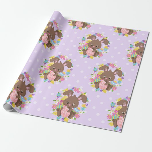 FARBHAFTE SCHOKOLADENBUNNEN UND EIER GESCHENKPAPIER (Ungerollt)