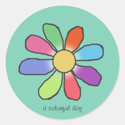FARBHAFTE TAGBlume Runder Aufkleber (Vorderseite)