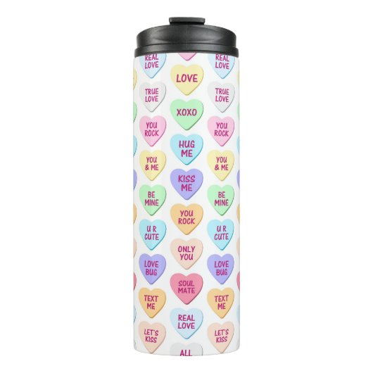 FARBHAFTE VALENTINE CANDY MESSAGE HEARS THERMOSBECHER (Vorderseite)