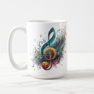 FARBHAFTE VERZIERT GOLD MUSIKANISCHE HINWEISE KAFFEETASSE