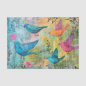 FARBHAFTE VÖGEL IN FLIGHT MIXED MEDIA DECOUPAGE SEIDENPAPIER (Vorderseite)