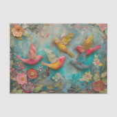 FARBHAFTE VÖGEL IN FLIGHT MIXED MEDIA DECOUPAGE SEIDENPAPIER (Vorderseite)