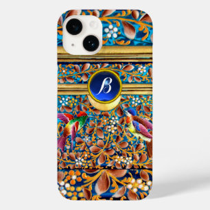 FARBHAFTE VÖGEL UND BLUE GEM MONOGRAM WIRBEL Case-Mate iPhone HÜLLE