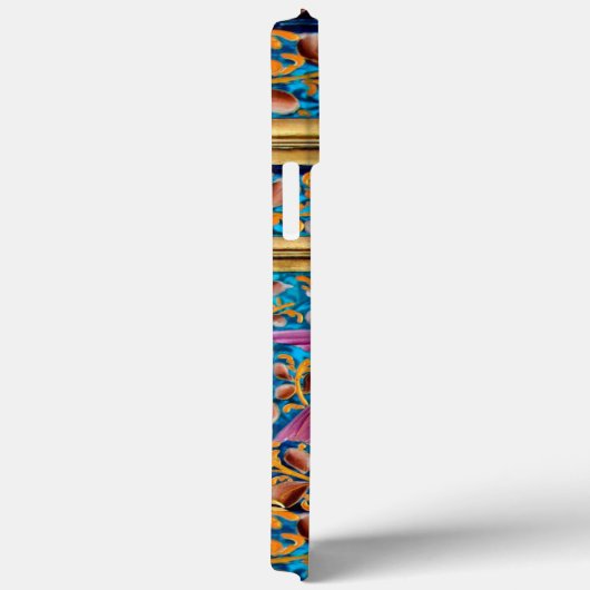 FARBHAFTE VÖGEL UND BLUE GEM MONOGRAM WIRBEL Case-Mate iPhone HÜLLE (Rückseite / Rechts)