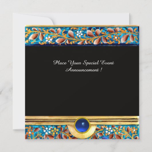 FARBHAFTE VÖGEL UND BLUE GEM MONOGRAM WIRBEL EINLADUNG (Rückseite)