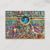 FARBHAFTE VÖGEL UND BLUE GEM MONOGRAM WIRBEL VISITENKARTE (Rückseite)