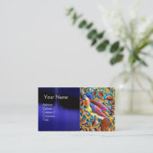 FARBHAFTE VÖGEL UND BLUE GEM MONOGRAM WIRBEL VISITENKARTE (Stehend Vorderseite)