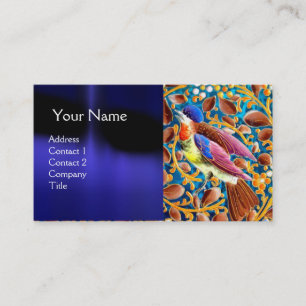 FARBHAFTE VÖGEL UND BLUE GEM MONOGRAM WIRBEL VISITENKARTE