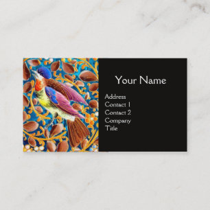 FARBHAFTE VÖGEL UND BLUE GEM MONOGRAM WIRBEL VISITENKARTE