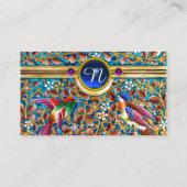 FARBHAFTE VÖGEL UND BLUE GEM MONOGRAM WIRBEL VISITENKARTE (Rückseite)