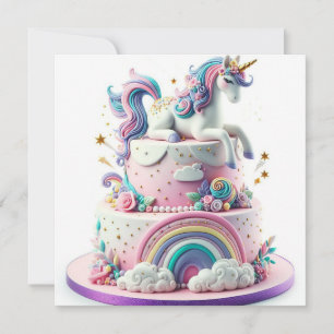 FARBHAFTE WHIMISCAL RAINBOWS & UNICORNS GEBURTSTAG EINLADUNG
