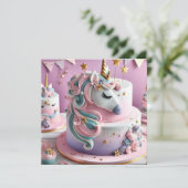 FARBHAFTE WHIMISCAL UNICORNS BIRTHDAY EINLADUNG (Stehend Vorderseite)