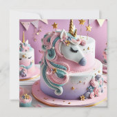 FARBHAFTE WHIMISCAL UNICORNS BIRTHDAY EINLADUNG (Vorderseite)