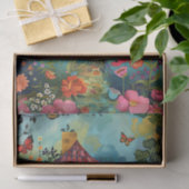 FARBHAFTE ZUHAUSE IM FRÜHJAHRESGARTEN-DECOUPAY SEIDENPAPIER (Geschenk)