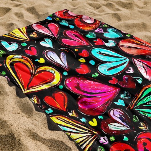 FARBHAFTES FUNKHERZ-SOMMERMUSTER STRANDTUCH