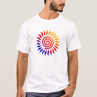 FARBHAFTES GERICHTSSONNENSPIRALSYMBOL T-Shirt